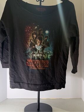Stranger Things Black Graphic Kids Long-Sleeve Top